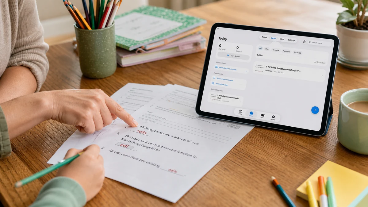 Parent setting up mistake review for their child